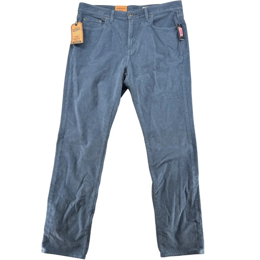 Cremieux Corbin Corduroy Pants Mens 36x34 Blue Straight Fit 5-Pocket New